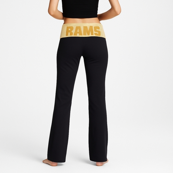 Victoria’s Secret PINK NFL Rams Yoga Pants Medium Gold Foil Foldover Waist Rare - Picture 10 of 10